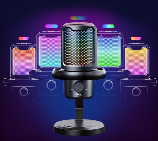 SEVOREN 원터치 노이즈캔슬링 USB 콘덴서 게임 방송 녹음 팟캐스트 마이크, 블랙, F-MKF001