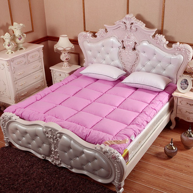 德利生活 雙面羽絲絨床墊 加厚磨毛羊羔絨 透氣舒適防滑, 粉色,單人