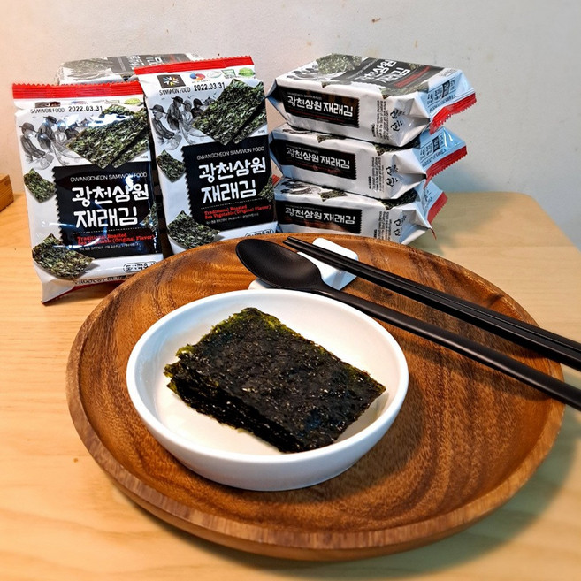 맛있는 광천삼원맛김 올리브유녹차도시락김 4gx16봉, 1세트, 64g