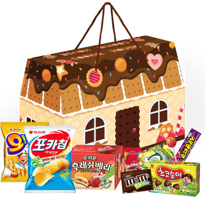 [간식대장] 추천 간식 선물 맛있는 상자 과자집 9종 오감자 포카칩 고래밥 초코송이 스키틀즈 왕꿈틀이 새콤달콤 엠엔엠즈 츄파춥스, 1개