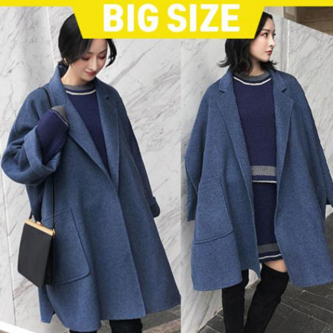 뉴욕멋쟁이 국내배송 핑핑블 오버핏 오픈 코트 겨울 여성 모직코트 롱코트