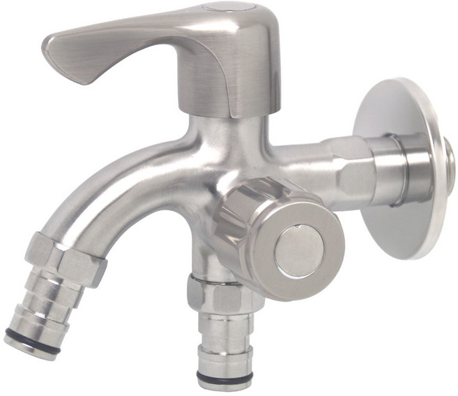 무광 커플링 양갈래 수도꼭지 스텐레스 두갈래 수전 베란다 세탁기 교체, 무광 두갈래 커플링, 1개