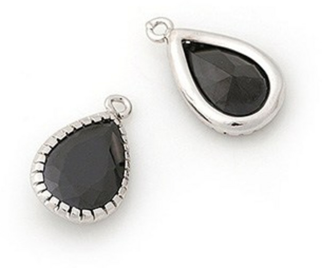 비즈아이 [7186-02]큐빅펜던트 지르콘물방울/중 10x14mm OR/Black 1개