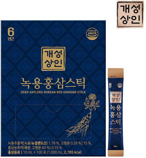 개성상인 실속형 대용량 녹용홍삼스틱 10ml x 100포 전용쇼핑백, 1L, 1박스