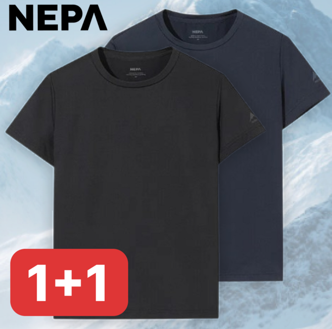 [매장정품]네파 남여공용 반팔티 1+1 여름 냉감 스판 티셔츠 라운드 등산 헬스 운동 2팩