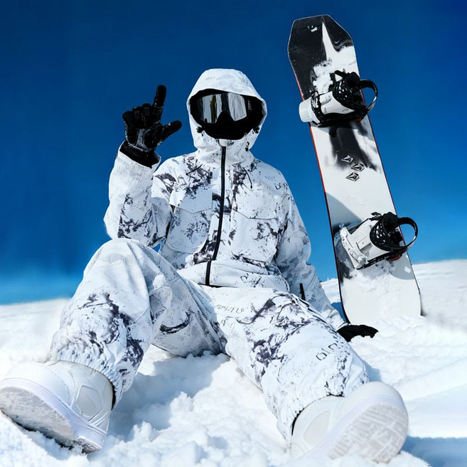 2025 보드복 커플보드복 따뜻한 두꺼운 스노우 보드복세트, S, 화이트 슈트