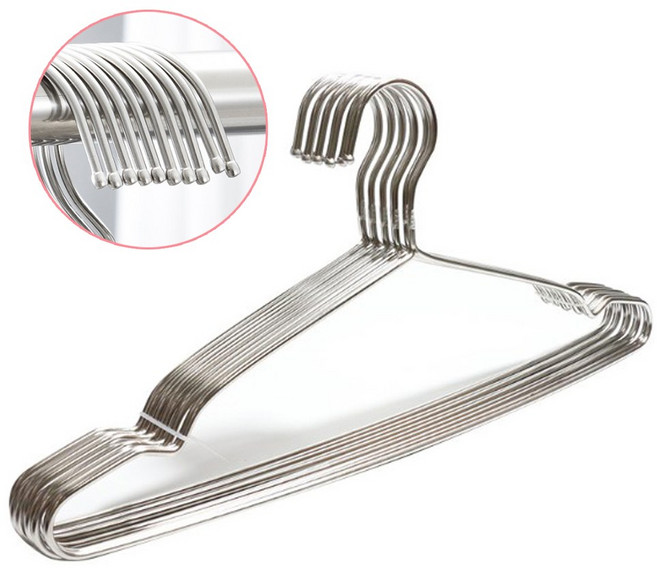 스텐 옷걸이 두꺼운 금속 튼튼한 스틸 스테인레스 옷걸이, 5개, 올스텐 SILVER