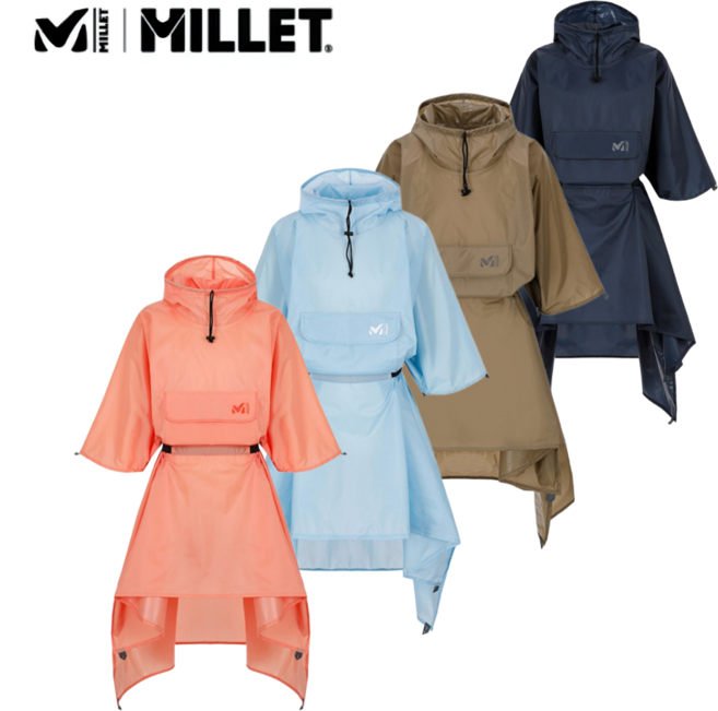 [백화점발송] 밀레 남여공용 판초 우비 방수 레인코트 우의 등산 낚시 골프 라이딩 마라톤 비옷 캠핑 상의, 코퍼핑크