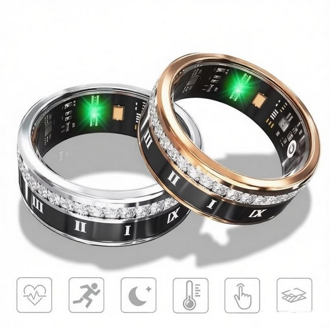 킹콩프로 큐빅반지 스마트링 스마트링반지 방수 초경량 블루투스 애플 갤럭시 호환, 미국 12, 블랙