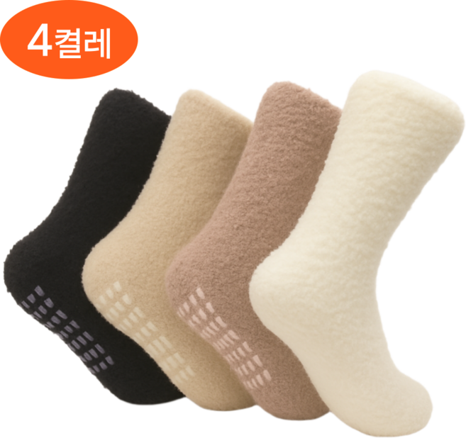 센스밀리 남녀공용 미끄럼방지 무압박 수면양말 4개 세트