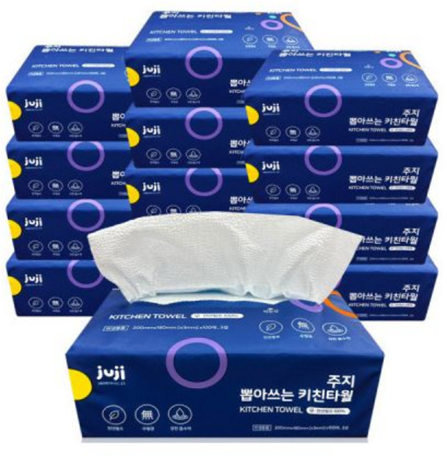 주지 뽑아쓰는 키친타올 3겹 100매 x 12팩(총1200장) 팝업 키친타월 천연펄프 100% 무형광, 주지 뽑아쓰는 키친타올 3겹 100매 x 12팩(총12