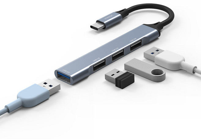 모락 프로토 4포트 USB C타입 멀티 허브 MR-HUB4C, 그레이, 1개