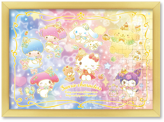 1000피스 직소퍼즐+액자세트 - 산리오 반짝반짝 디저트 타임 (액자포함), 단품, 1개