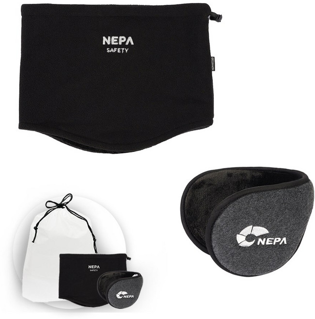 네파 Safety 방한넥워머 + 방한귀마개 브래드캣 파우치형, 넥워머 블랙+귀마개 그레이, 1개