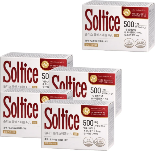 솔티스 콜레스테롤 HDL LDL 500mg x 30캡슐 5박스, 1개, 30정 - 쿠팡