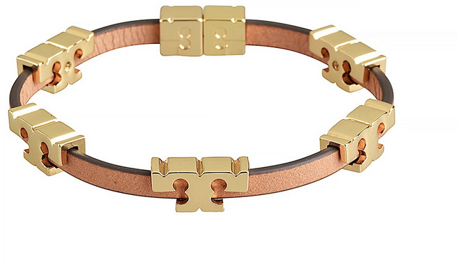 TORY BURCH SERIF-T 立體LOGO T字母設計小羊皮釦式手鍊