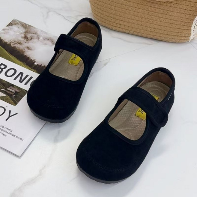 Neirny 여성 블로퍼 봄 가을 빈티지 벨크로 간절기 로퍼 플랫 패션 트렌드 통굽 슬립온 단화