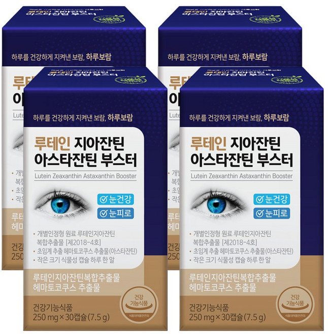 하루보람 초임계 루테인 지아잔틴 아스타잔틴 12mg 눈건강 눈에 좋은 영양제, 30정, 4개