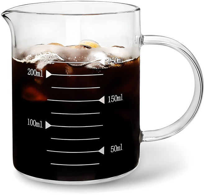 미르코리아 홈카페 내열유리 핸들 비커 계량컵, 250ml, 1개