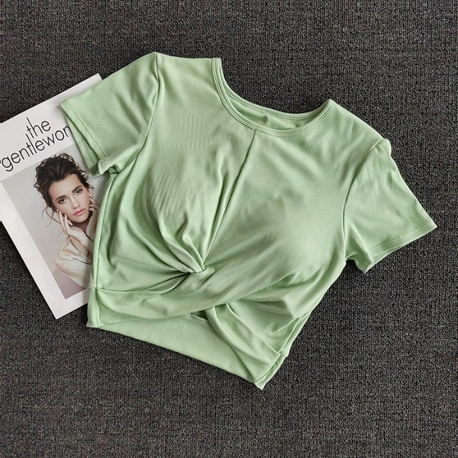 러브베리 스타일리쉬 스포츠 피트니스 요가복 숏 반팔티셔츠 JL0093A