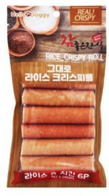 헬로도기 참 좋은 간식 그대로 라이스 크리스피롤 건조간식 6p, 라이스 + 치킨 혼합맛, 60g, 40개