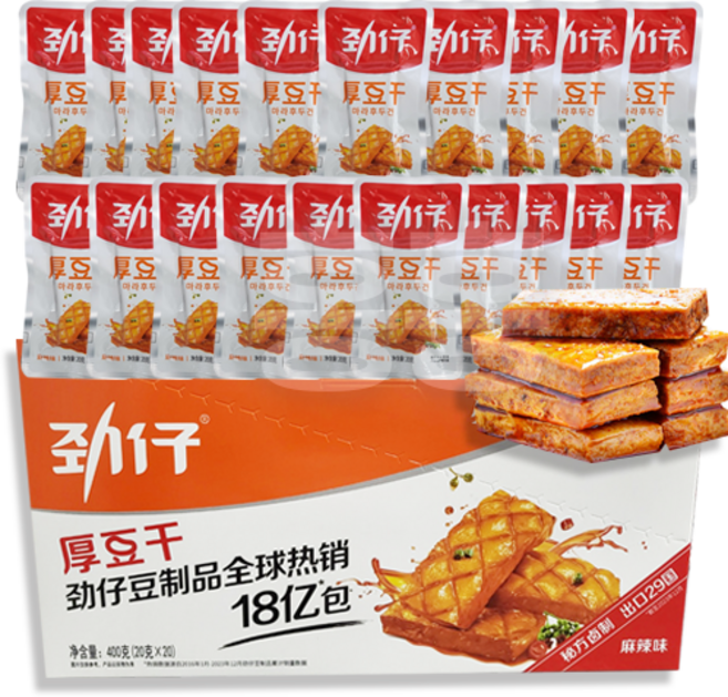 홍홍 중국식품 중국 찐자이 마라후두건 떠우깐 두꺼운 두부간식 마라맛두부 마라간식, 20개, 20g