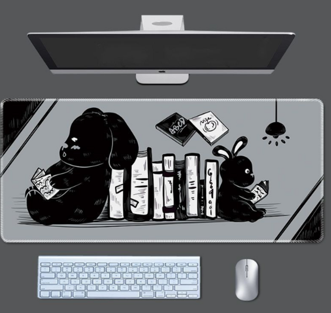 블랙 야웅이 게이밍 장패드 야냥이 고양이 퍼피 강아지 토끼 애니멀 데일리 테마 일러스트 테이블 와이드 롱패드 데스크깔개 취직선물 논슬립 최신상 20종, 애니멀 데일리 장패드15, 300x800x4mm, 1개