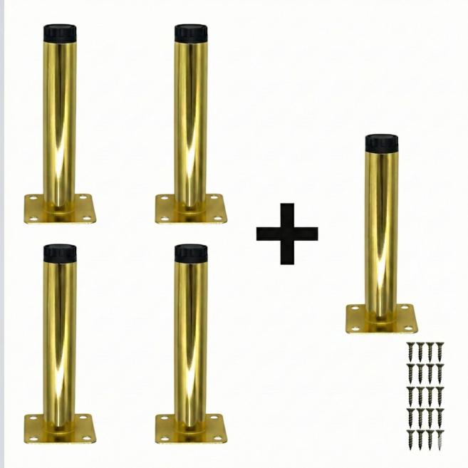 150mm 모던골드 일자형 가구다리, 5개, 골드 유광
