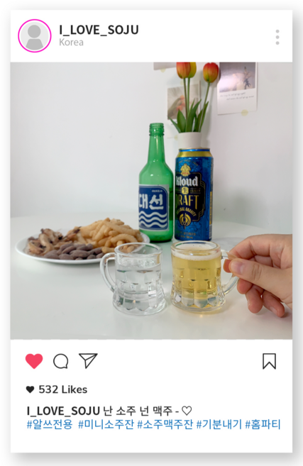 지구달 미니 맥주 손잡이 소주잔 50ml / 6개