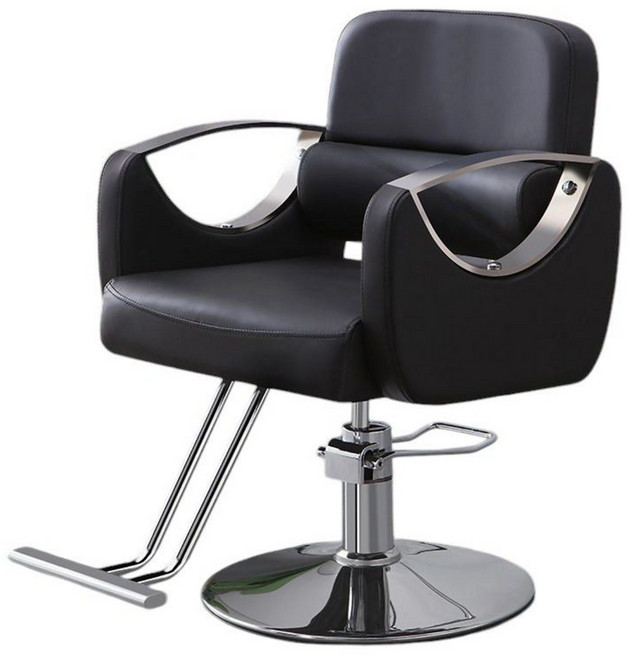 LEHR 미용실의자 메이크업 헤어샵 체어 업소용 네일샵 바버샵 이발소, 블랙 + 은색 도금, 1개