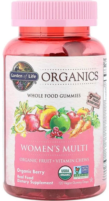 Garden of Life 오가닉스 여성용 종합 구미젤리 유기농 베리 비건 구미젤리 드롭 120개 GOL-12032, 1개 - 쿠팡