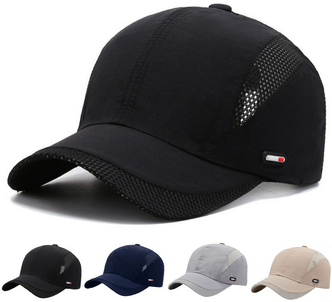 흠스아워 러닝 모자 남자 볼캡 메쉬, 블랙, 1개