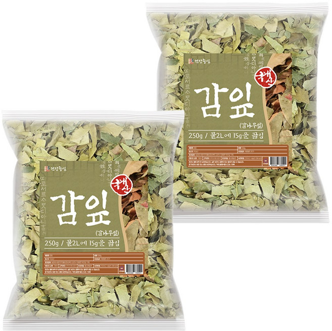 건강중심 국산 말린 감나무잎 감잎차, 2개, 1개입, 250g