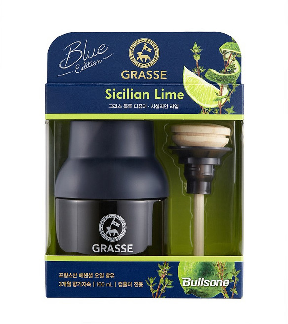 불스원 그라스 디퓨저 블루 시칠리안라임 100ml /차량용 방향제 1개, 블루시칠리안라임