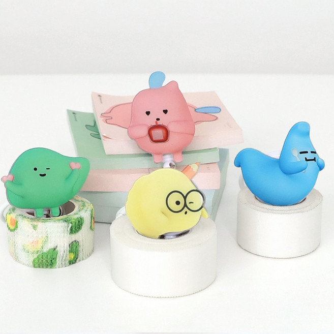 너스키니 파스텔 장기와친구들 테이프걸이 강력 집게형 간호사 릴홀더 테이프걸이 간호사용품 사원증 출입증 목걸이 간호사 릴홀더, 4.뉑