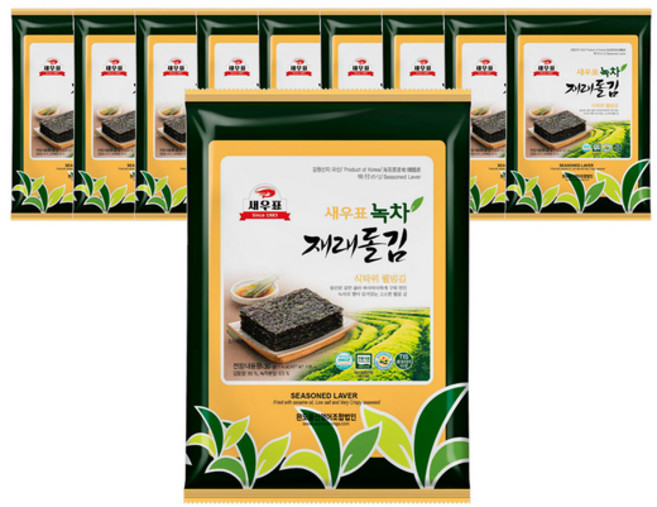 새우표 완도 녹차재래 돌김전장, 30g, 10개