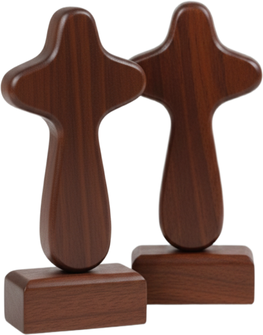 한나의기도 원목 탁상용 십자가 기독교용품 천주교 JESUS 나무 심방, 1개, 딥브라운 우드