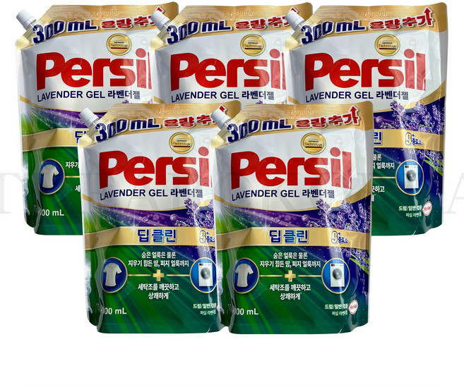 퍼실 딥클린 플러스 라벤더향 드럼용 액상세제 리필, 5개, 1.8L