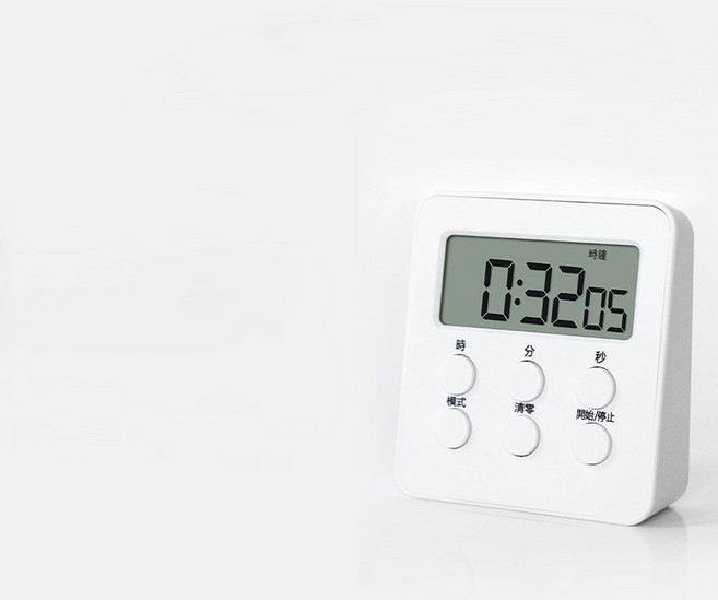 ORIGIN 多功能計時器 廚房計時器 運動訓練 電子鬧鐘, 白色, 1個