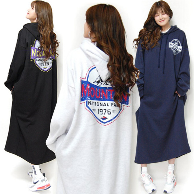 마이쏭 빅사이즈 기모원피스 임부복 여성 마운틴오버핏후드롱원피스(기모)