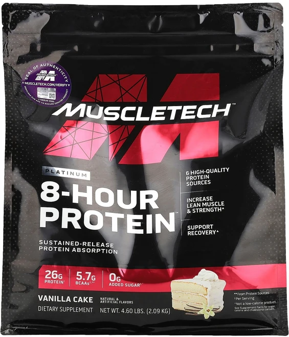 머슬테크 MuscleTech Platinum 8-Hour Protein™ Vanilla Cake 4.6 lbs 2.09 kg, 머슬테크 MuscleTech, Platinum 8-Ho, 2.09kg, 1개 - 쿠팡