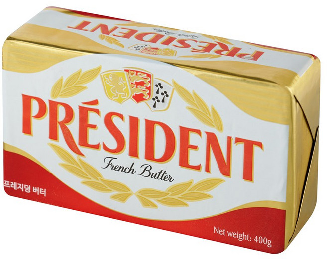 프레지덩 버터 400g 냉동 무염 발효버터 PRESIDENT UNSALTED BUTTER 400g [아이스포장무료], 1개