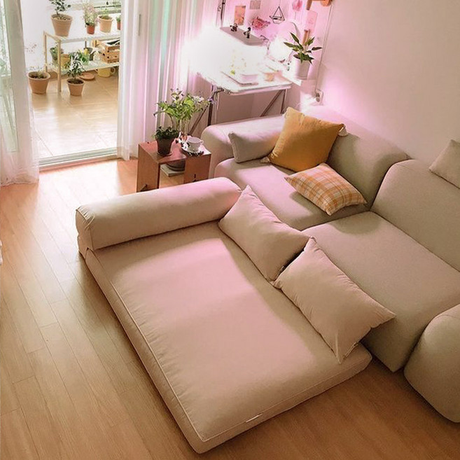 [유즈] 플레인 대방석 모듈쿠션세트 3컬러 택1 토퍼 대방석세트, 베이비핑크