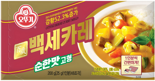 오뚜기 백세카레 고형 순한맛, 200g, 1개