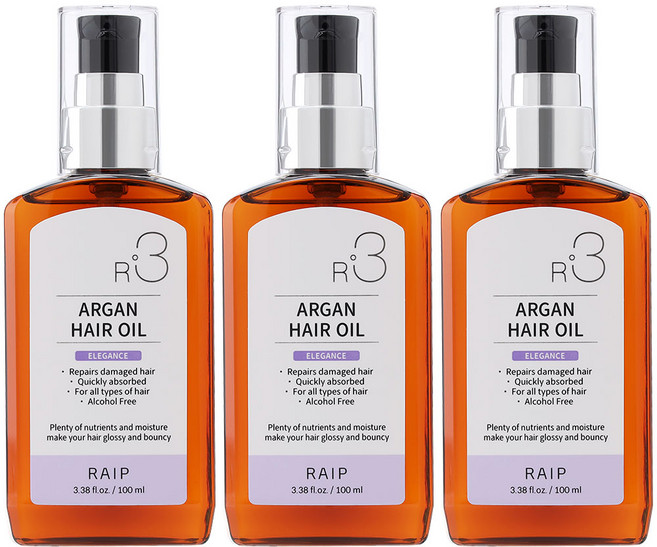 라입 R3 아르간 헤어오일 엘레강스, 100ml, 3개