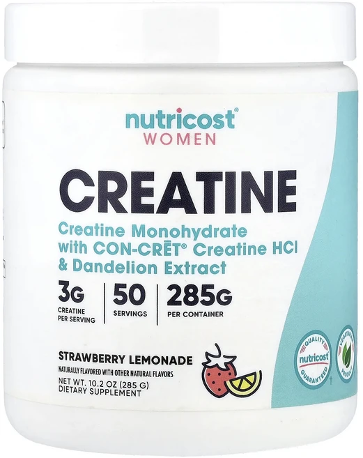 새해 건강을 선물하세요 Nutricost 여성 크레아틴 딸기 레모네이드 285g(10.1oz) 특별관리진행, Nutricost여성크레아틴딸기레모네이드285g101o, 285g, 1개 - 쿠팡