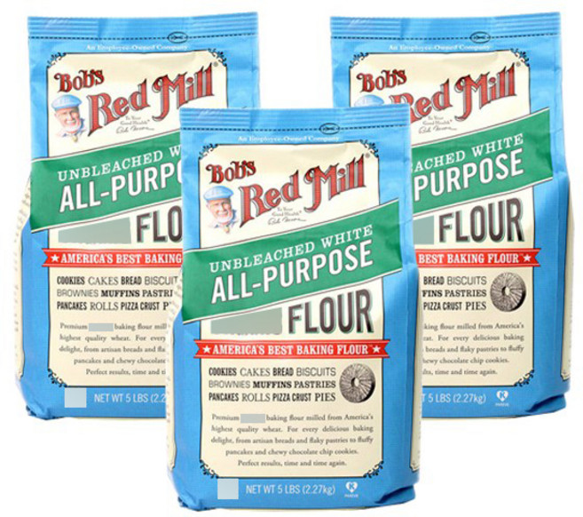 밥스레드밀 언블리치드 화이트 올-퍼포즈 플로어 무설탕, 2.27kg, 3개