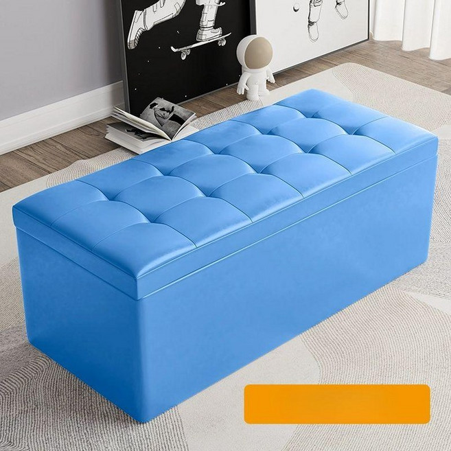 수납벤치의자 1300 수납형 패브릭 인용소파 아쿠아블루, 길이 30 너비 30 높이 35 수납, 블루 가죽