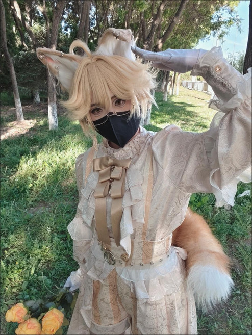 여우꼬리 소품 작동 움직이는꼬리 전기 특정 코스프레 할로윈 인형 동물 분장 여우 의상, 1개, 매장 보물 카라멜 단일주파수40cm