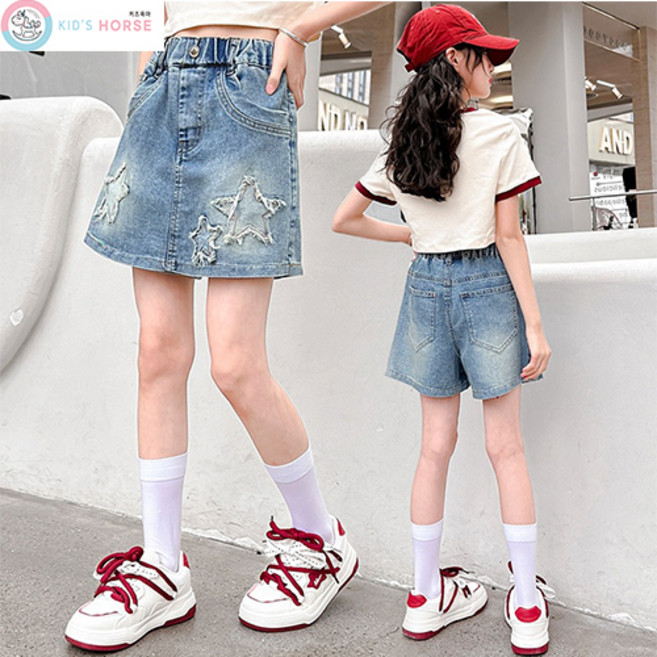 키즈목마 데님치마반바지 치마바지 청반바지 여아 청치마 주니어 미니스커트 데님 초등스커트 894